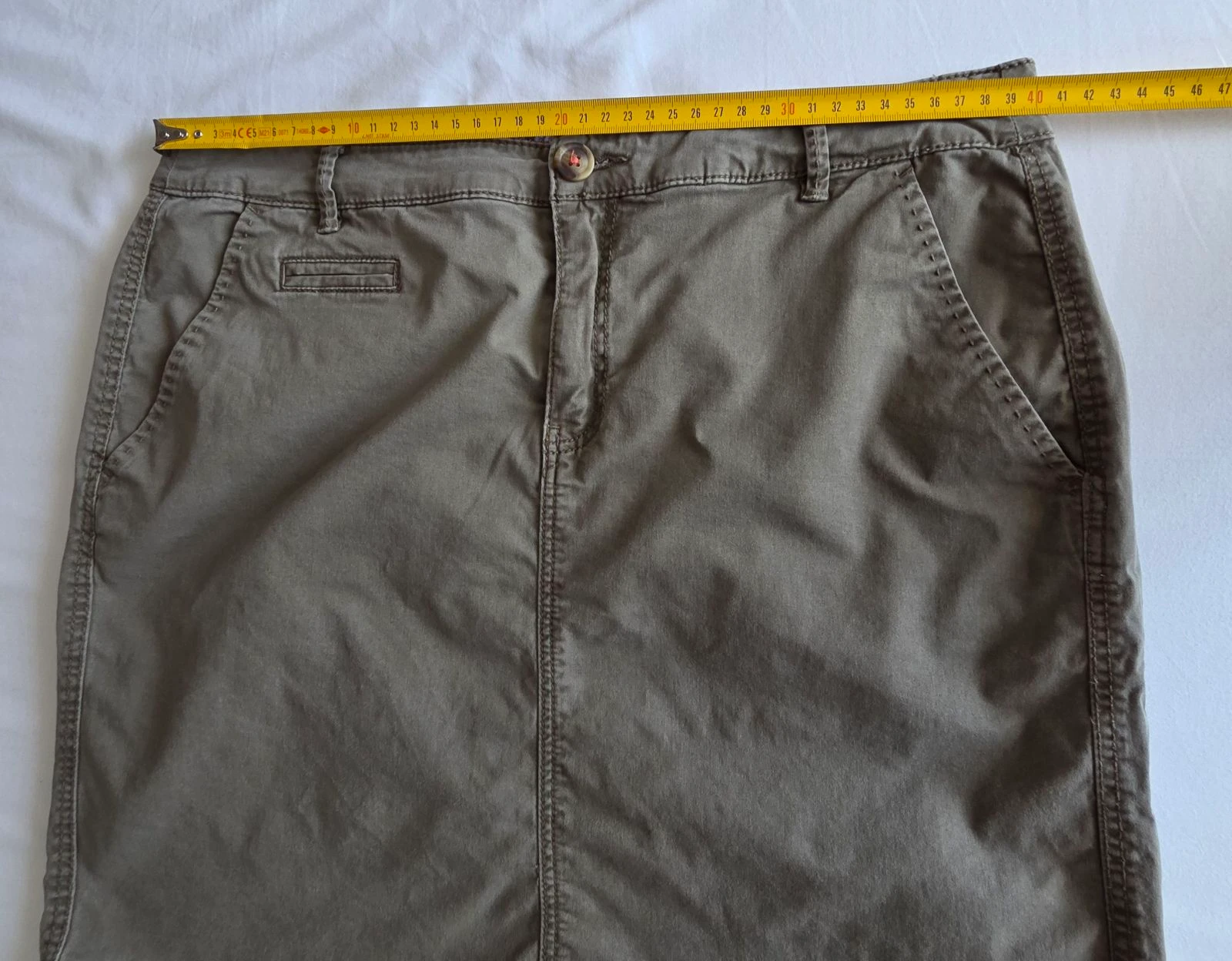 Khaki straight skirt size 42 XL Camaïeu short cotton skirt with piped pockets – photo 10